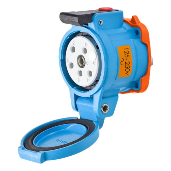 Meltric Receptáculo de Clavija y Enchufe, 20 A, 125/250V AC, 2 Polos, NEMA 4X - 33-14076-972-4X