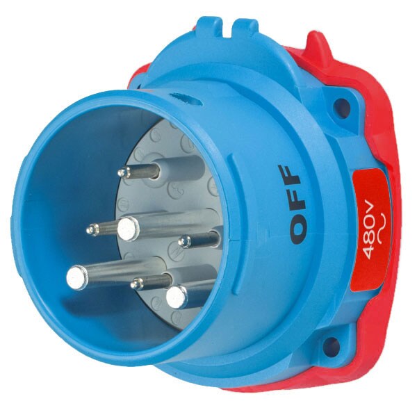 Receptáculo de clavija y enchufe Meltric, 60 A, 480V AC, 2 Polos, NEMA 4X - 63-68042-974