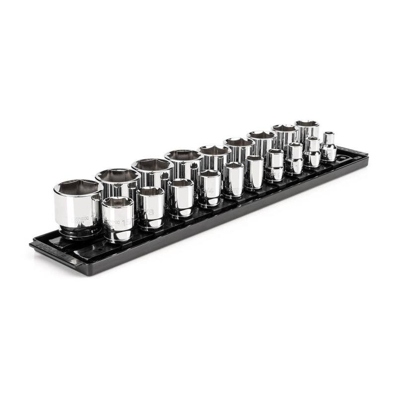 Juego de dados de 1/2 pulgadas de TEKTON de 6 puntos, (19 piezas) (3/8 - 1-1/2 pulgadas) con rieles - SHD92122