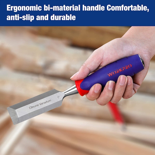Prime-Line Hardened and Tempered Steel Wood Chisel, 1-1/4 Inch Wide Blade, Single Pack - W043008