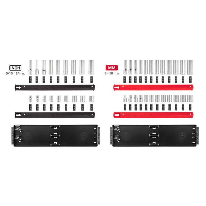 Juego de dados de 6 puntos de unidad de 3/8 pulgadas TEKTON con rieles (5/16-3/4 pulg., 8 mm-19 mm) (42 piezas) - SHD91218