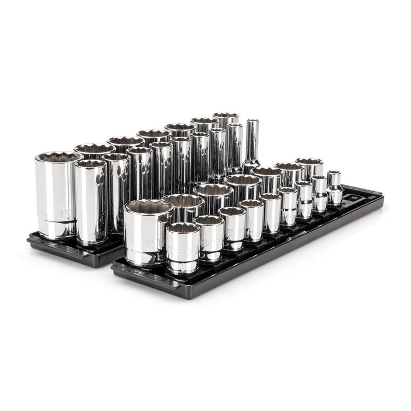 Juego de llaves de vaso de 1/2 pulgadas de 12 puntas con rieles (de 3/8 a 1-5/16 pulgadas) (32 piezas) - SHD92206