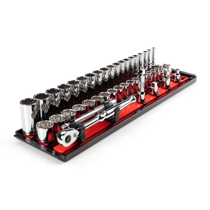 TEKTON Juego de Llaves de Vaso de 12 Puntas y Trinquete de 3/8 pulgadas con rieles (6 mm-24 mm) (44 piezas) - SKT13202