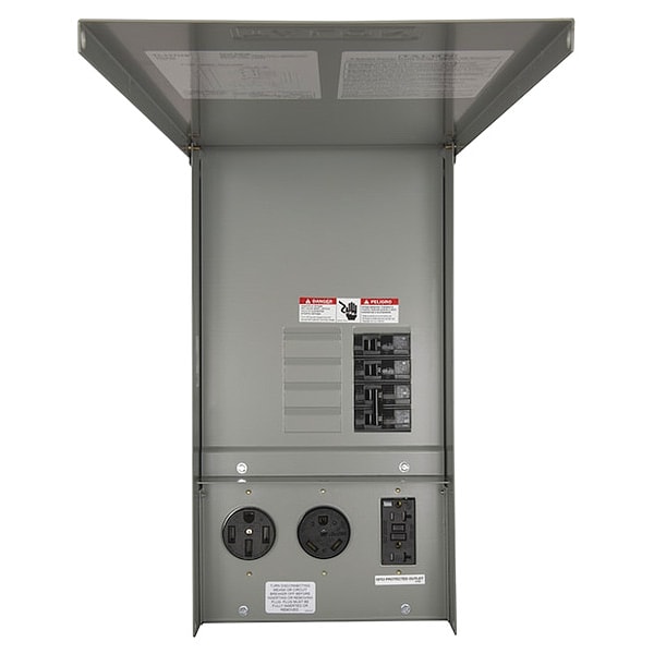Panel de salida temporal GFCI Siemens, 125 A, 120/240V AC, 1 fase, NEMA 3R, 4 salidas, montaje en superficie, gris - TL137US