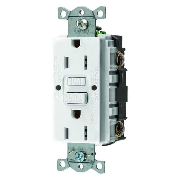 Receptáculo GFCI Hubbell Wiring Device-Kellems, 15A, 125VAC, 5-15R, Blanco - GFR15W