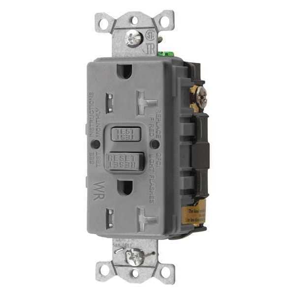 Receptáculo GFCI Hubbell Wiring Device-Kellems, 20A, 125VAC, 5-20R, Gris - GFRTW20GRY