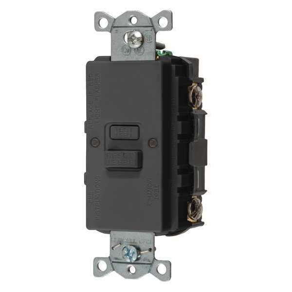 Tomacorriente GFCI Hubbell Wiring Device-Kellems, 20A, 125VAC, 5-20R, negro - GFBFST20BK