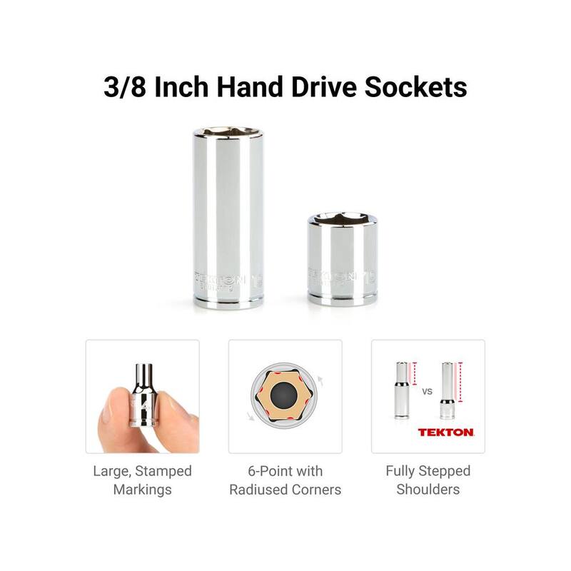 Juego de llaves de vaso y trinquete de 3/8 pulgadas de TEKTON con rieles (6 mm - 24 mm) (44 piezas) - SKT13201