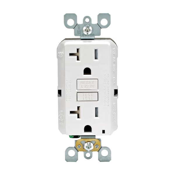 Leviton Tomacorriente GFCI Blanco Dúplex de 20 amperios 125 V 5-20R 1 pieza - GFTR2-0KW