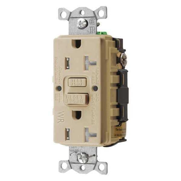 Receptáculo de protección de corriente de falla a tierra (GFCI), 20A, 125VAC, 5-20R, color marfil - GFRTW20I