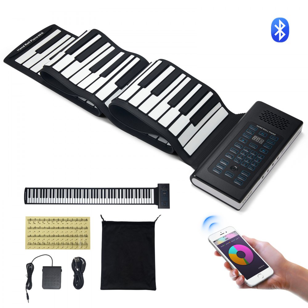 VEVOR 88 Key Roll Up Piano Portable Hand Roll 128 Rhythms Tones Rechargeable - SJSMGQ88JHS0KLLGSV9