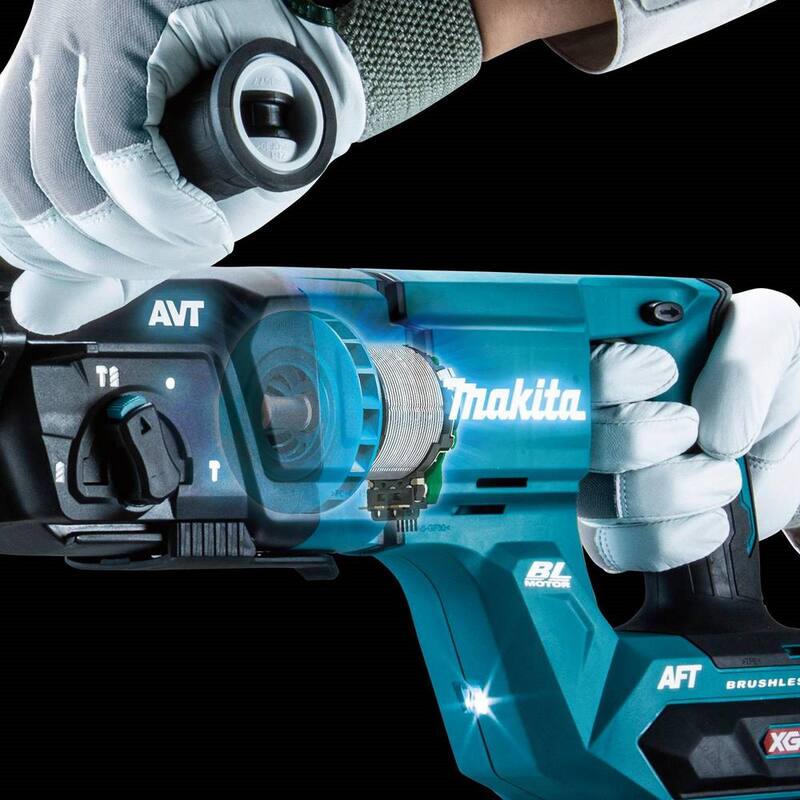Martillo rotativo inalámbrico sin escobillas Makita 40V max XGT de 1-1/8 pulgadas (empuñadura en D) Kit, AFT, Capacidad AWS (4.0Ah) - GRH07M1