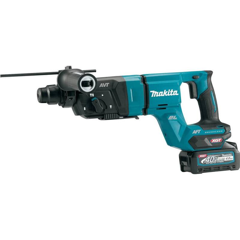 Martillo rotativo inalámbrico sin escobillas Makita 40V max XGT de 1-1/8 pulgadas (empuñadura en D) Kit, AFT, Capacidad AWS (4.0Ah) - GRH07M1