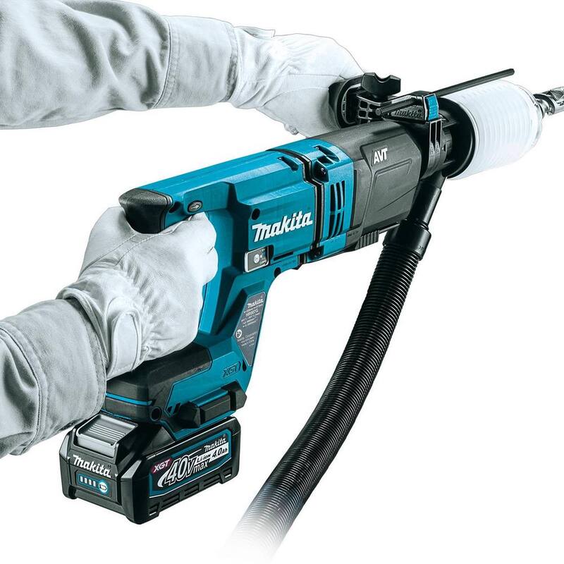 Martillo rotativo inalámbrico sin escobillas Makita 40V max XGT de 1-1/8 pulgadas (empuñadura en D) Kit, AFT, Capacidad AWS (4.0Ah) - GRH07M1