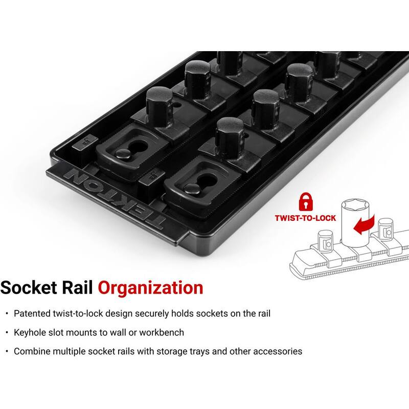 Juego de dados de 1/2 pulg. de TEKTON con carriles (3/8 pulg. - 1-5/16 pulg.) (32 piezas) - SHD92205