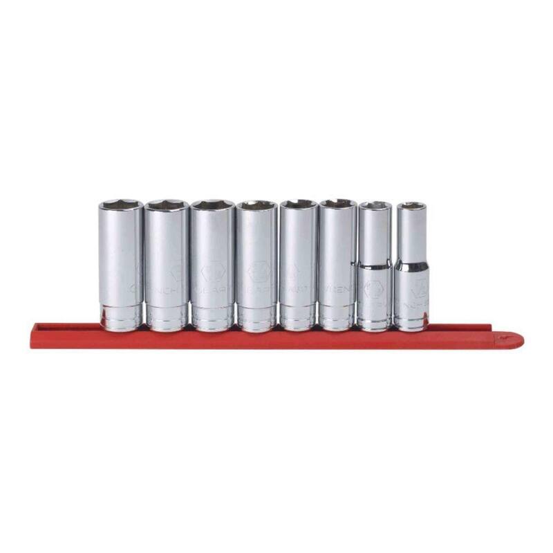 Juego de dados profundos SAE de 6 puntos de 1/2 pulgadas de GEARWRENCH (8 piezas) - 80705