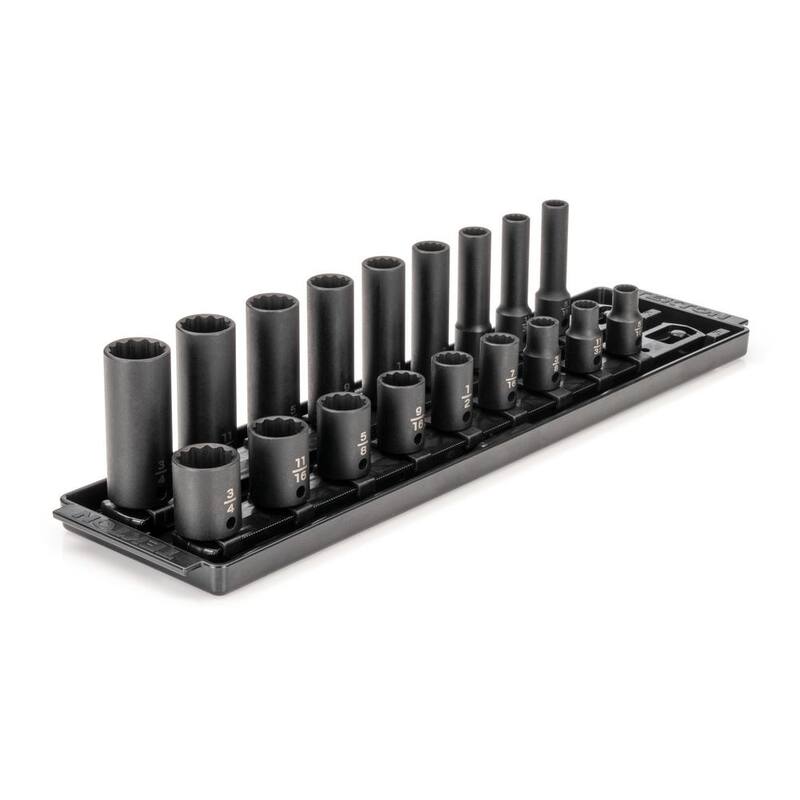 Juego de vasos de impacto de 3/8 de pulgada con rieles (5/16 pulg. a 3/4 pulg.) (18 piezas) - SID91212