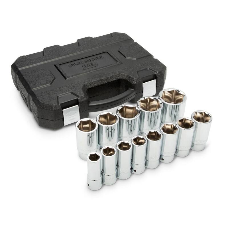 Juego de dados profundos métricos de 6 puntos de 3/4 de pulgada de GEARWRENCH (13 piezas) - 80847