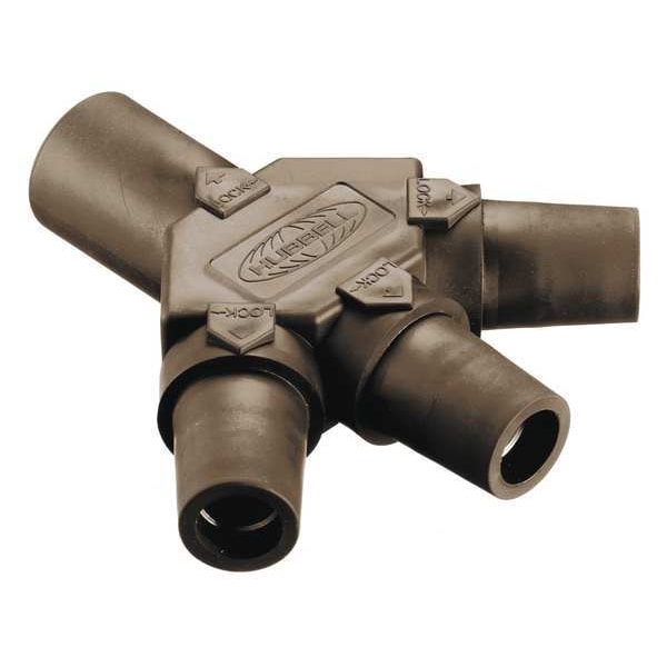 Conector Triple Hubbell Wiring Device-Kellems, Serie 16, Café, 300/400AC/DC - HBLM3FBN