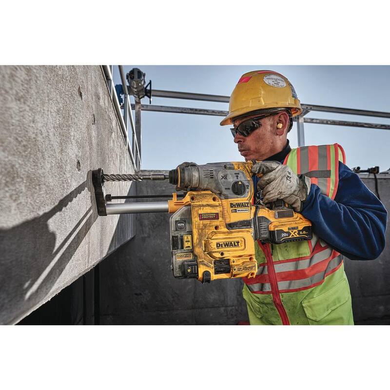 DEWALT 20V MAX XR Martillo rotativo SDS Plus en forma de L con extractor de polvo y (2) baterías 20V 6.0Ah - DCH293R2DH