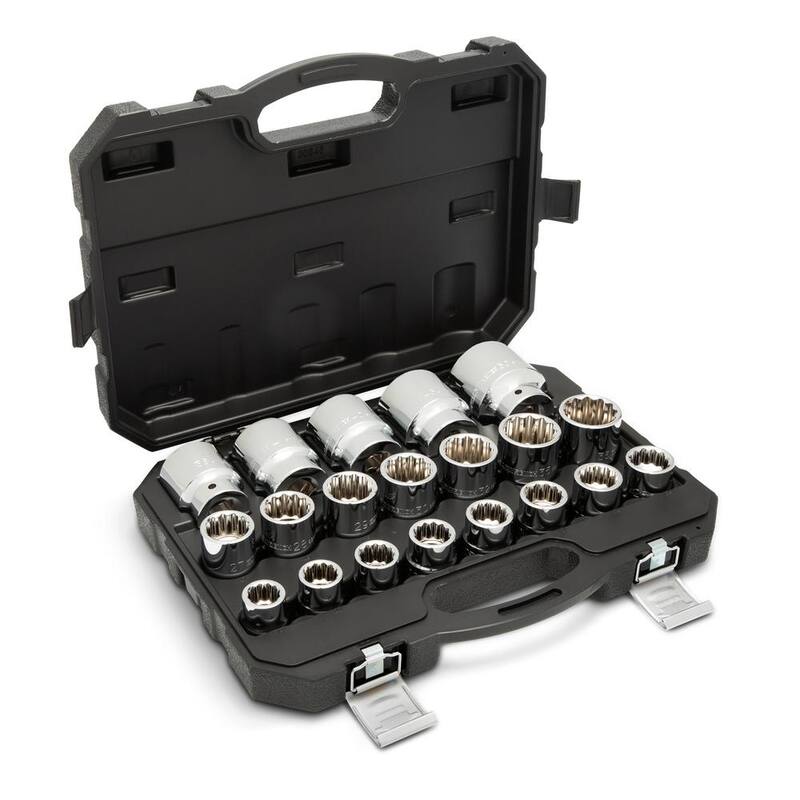 Juego de dados estándar métricos de 12 puntos de 3/4 de pulgada de unidad de GEARWRENCH (20 piezas) - 80845