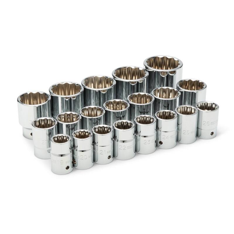 Juego de dados estándar métricos de 12 puntos de 3/4 de pulgada de unidad de GEARWRENCH (20 piezas) - 80845