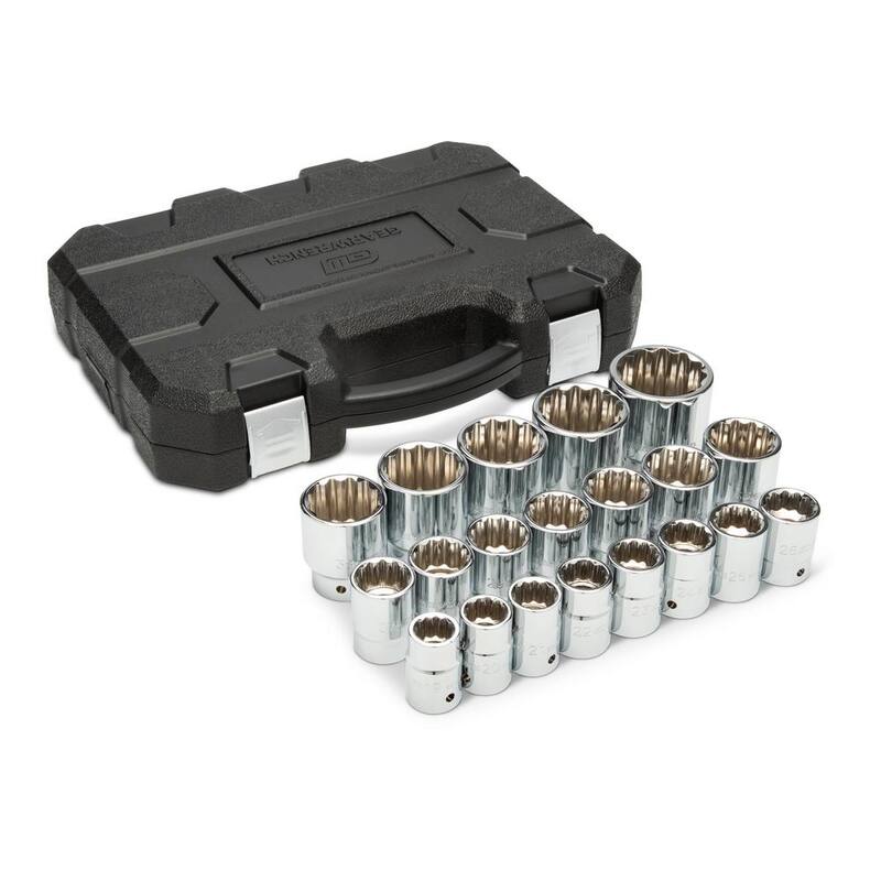 Juego de dados estándar métricos de 12 puntos de 3/4 de pulgada de unidad de GEARWRENCH (20 piezas) - 80845
