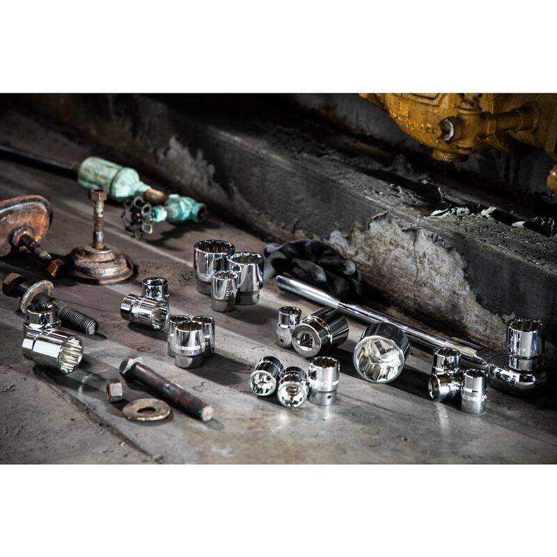 Juego de dados estándar métricos de 12 puntos de 3/4 de pulgada de unidad de GEARWRENCH (20 piezas) - 80845