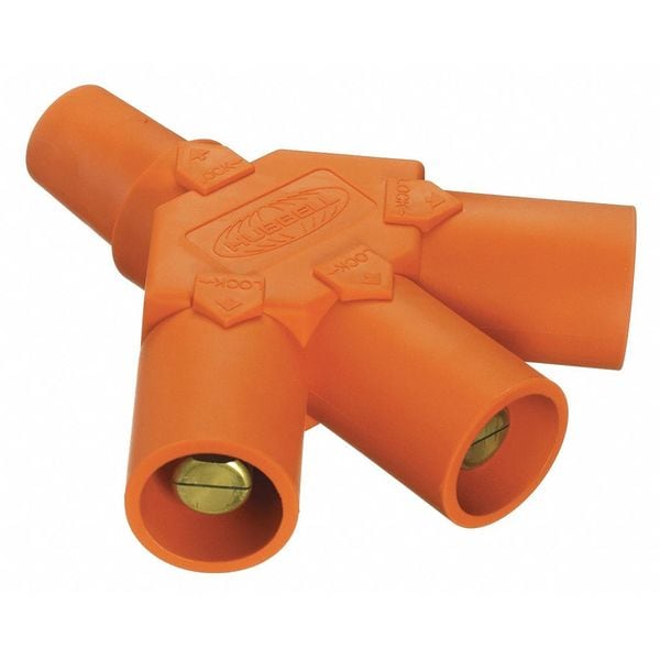 Conector triple para dispositivos eléctricos Hubbell Wiring Device-Kellems, 600VCA/250VCC, Naranja, Cono - HBLF3MO