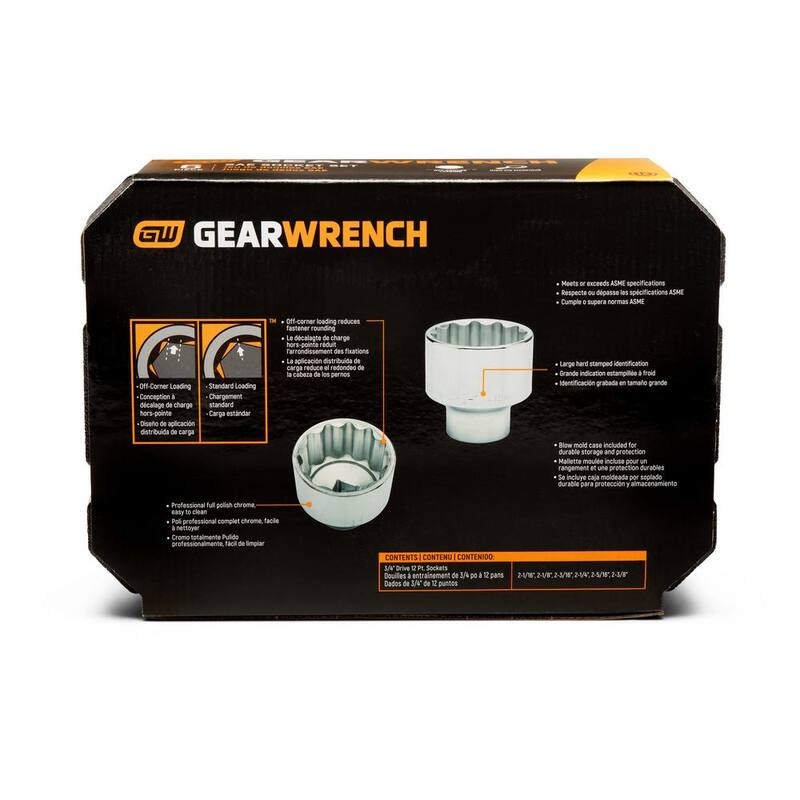 Juego de vasos estándar SAE de 12 puntos de 3/4 in. Drive de GEARWRENCH (6 piezas) - 80844