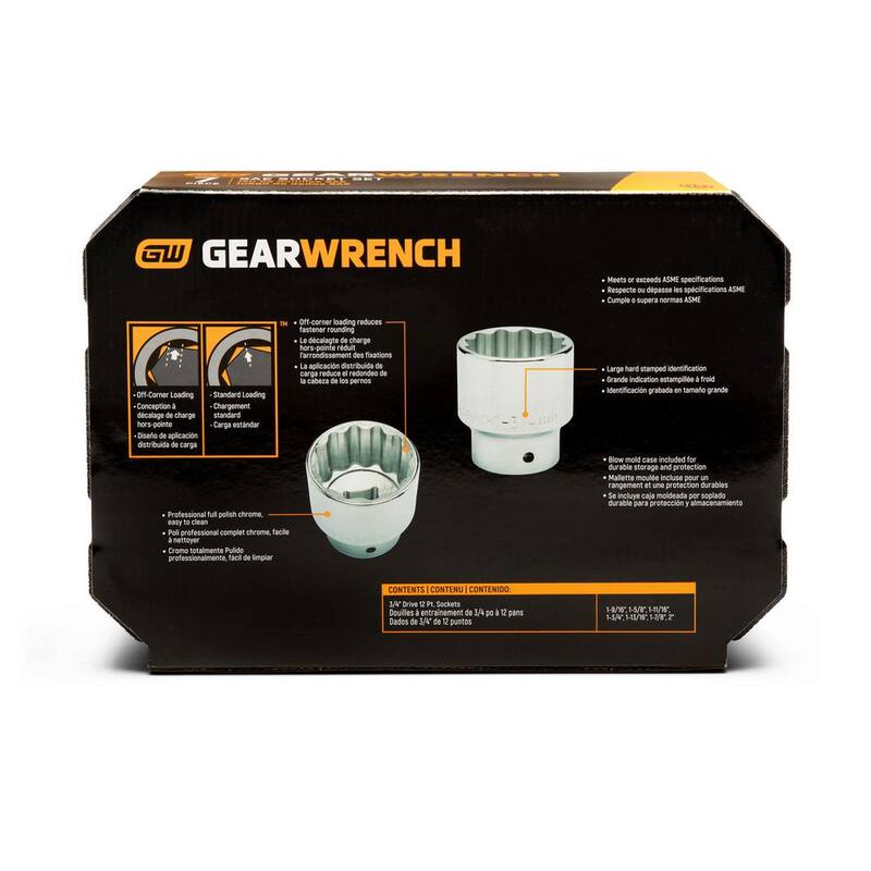 Set de 7 piezas de 12 puntos estándar SAE para casquillos de 3/4 de pulgada de GEARWRENCH - 80843