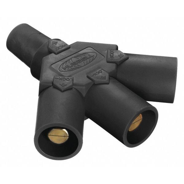 Conector triple Hubbell Wiring Device-Kellems, 600VCA/250VCC, Negro, Cónico - HBLF3MBK
