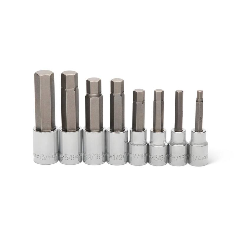Juego de 8 llaves de vaso hexagonales de longitud media para unidad de 1/2 pulgadas en medidas estándar SAE de GEARWRENCH - 82585