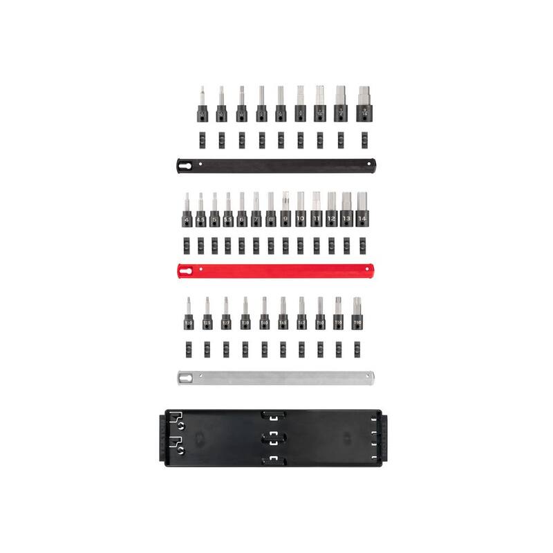 Juego de puntas de impacto para tuercas hexagonales/Torx de 3/8 pulg. TEKTON con rieles, 32 piezas (5/32-9/16 in., 4-14 mm, T20-T60) - SIB91202