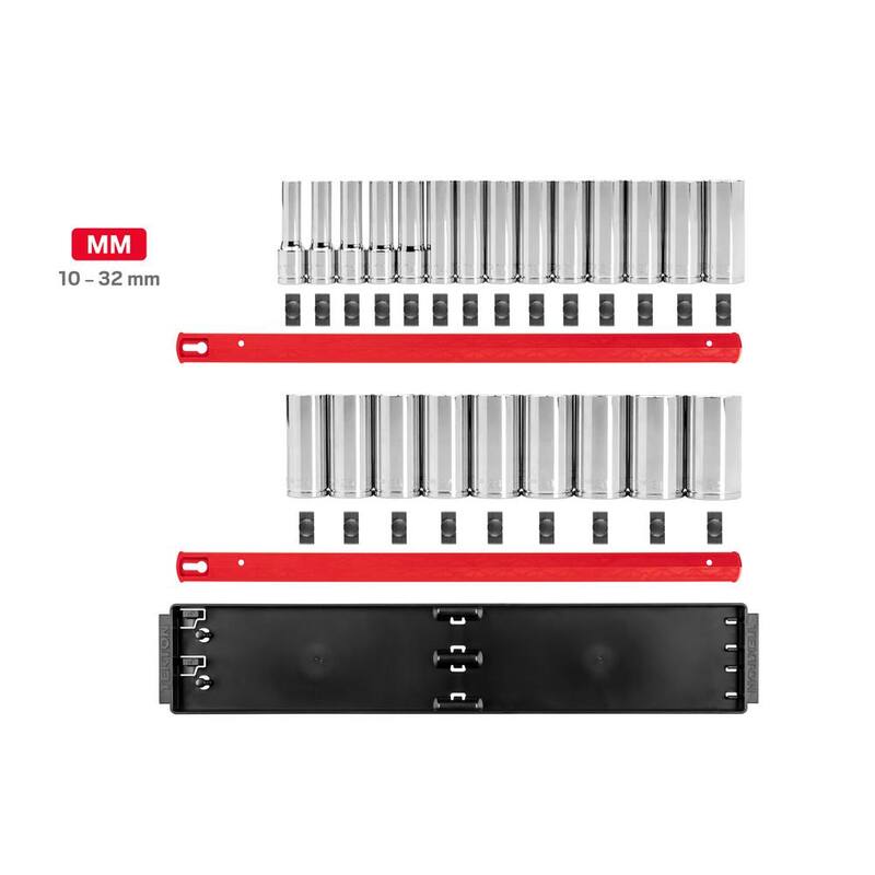 Juego de dados profundos TEKTON de 1/2 pulg. con rieles (10 mm-32 mm) (23 piezas) - SHD92121