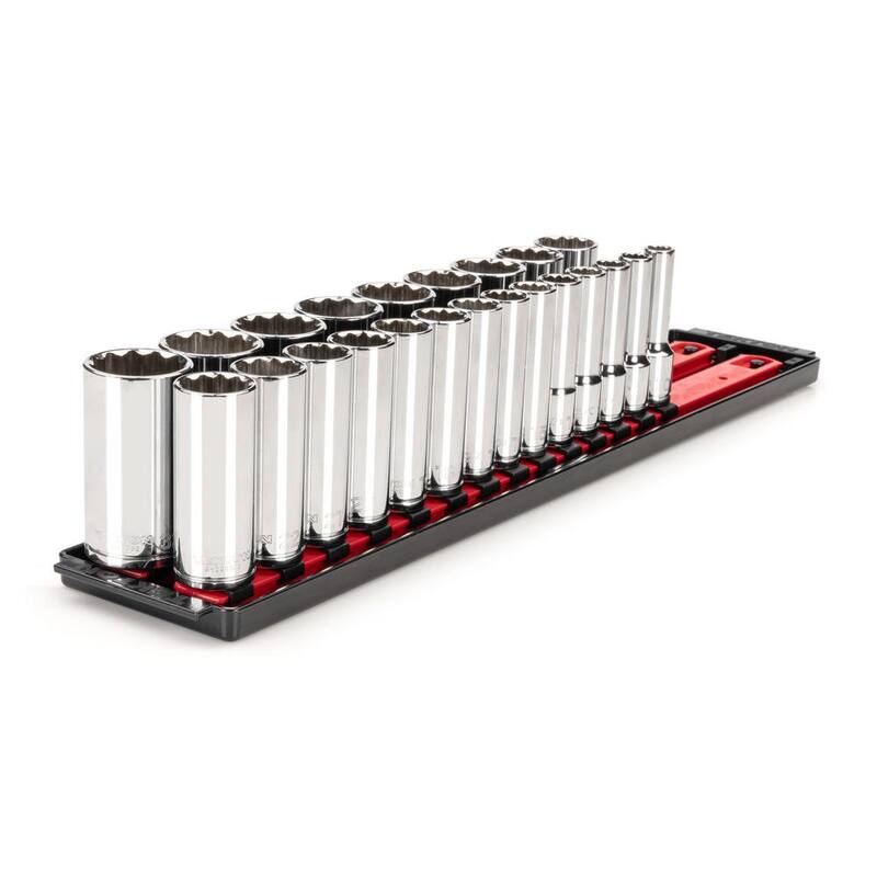 Juego de dados profundos TEKTON de 1/2 pulg. con rieles (10 mm-32 mm) (23 piezas) - SHD92121