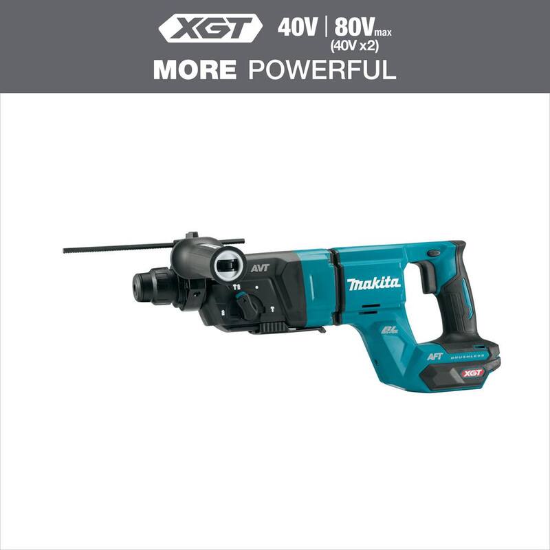 Martillo rotativo sin escobillas inalámbrico Makita 40V max XGT de 1-1/8 pulgadas (empuñadura en D), AFT, Capacidad AWS (Herramienta solamente) - GRH07Z