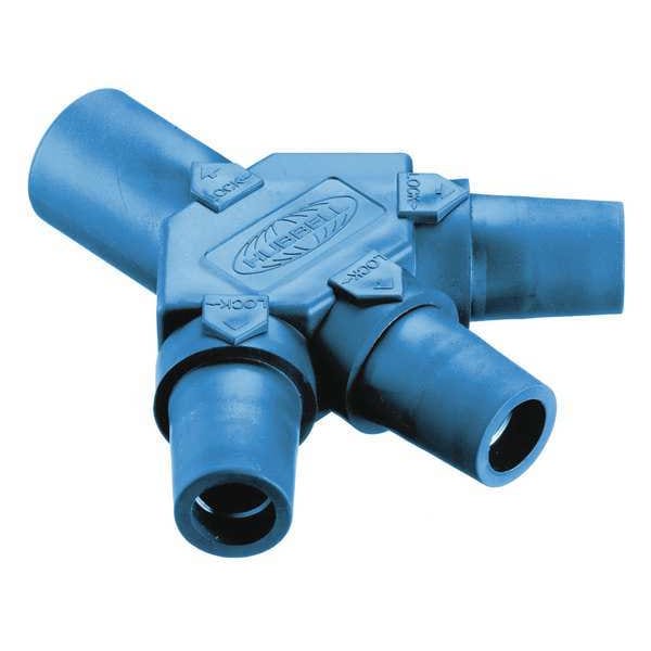 Conector triple Hubbell Wiring Device-Kellems, azul, 300/400AC/DC, con cono - HBLM3FBL