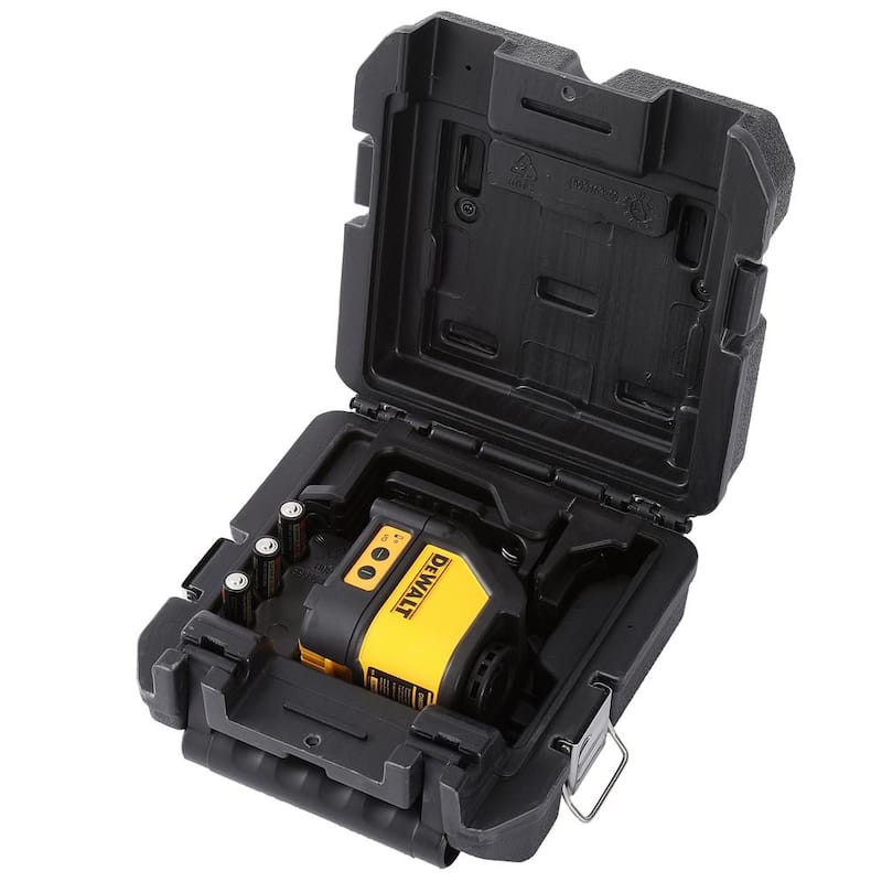Nivel láser de líneas cruzadas autonivelante verde de 100 pies DEWALT con (3) baterías AA y estuche - DW088CG
