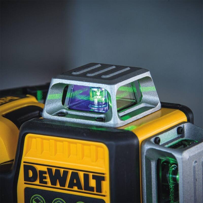 Nivel láser de 3 rayos verdes autonivelante de 360 grados DEWALT 12V MAX de ion de litio de 100 pies con batería de 2.0Ah, cargador y estuche - DW089LG
