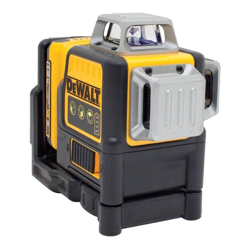 Nivel láser de 3 rayos verdes autonivelante de 360 grados DEWALT 12V MAX de ion de litio de 100 pies con batería de 2.0Ah, cargador y estuche - DW089LG