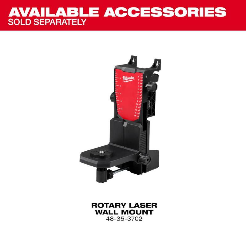 Milwaukee M18 2000 pies Nivel Láser Rotatorio Exterior Rojo Kit con Receptor, Abrazadera de Receptor, Trípode y Barra de Grado - 3701-21T