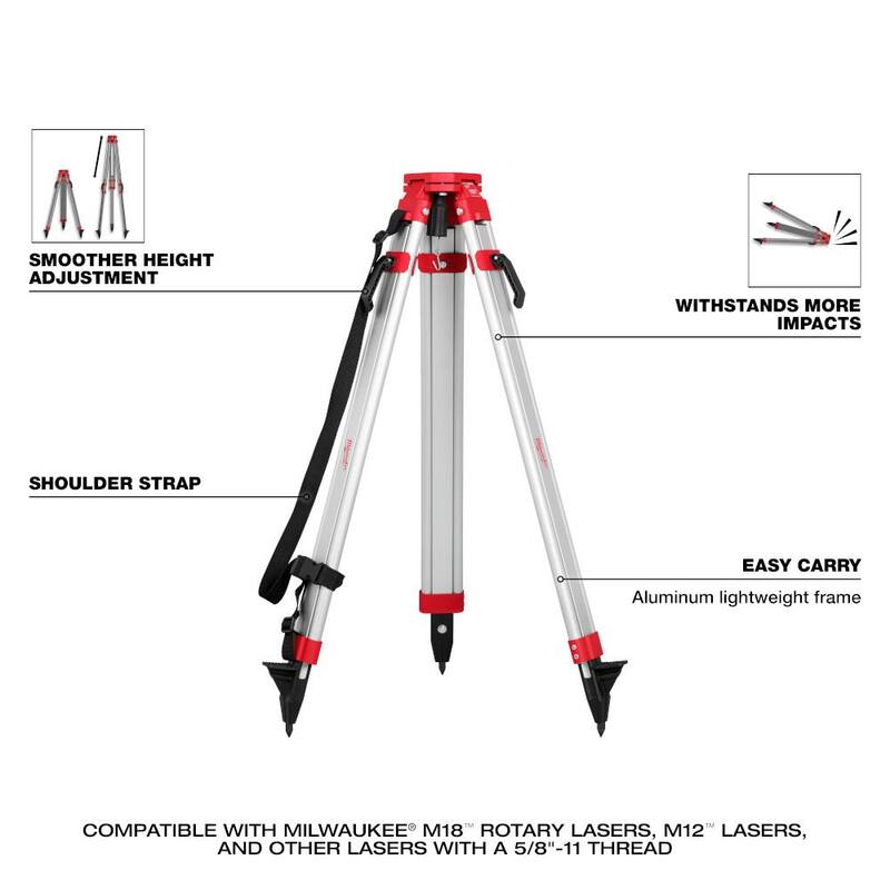 Milwaukee M18 2000 pies Nivel Láser Rotatorio Exterior Rojo Kit con Receptor, Abrazadera de Receptor, Trípode y Barra de Grado - 3701-21T