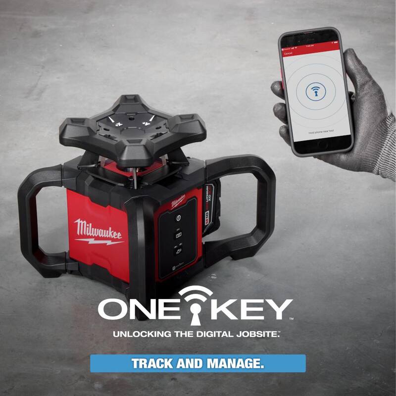 Milwaukee M18 2000 pies Nivel Láser Rotatorio Exterior Rojo Kit con Receptor, Abrazadera de Receptor, Trípode y Barra de Grado - 3701-21T