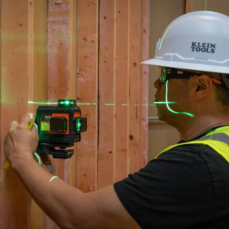 Nivel láser plano recargable autonivelante verde de Klein Tools con estuche de transporte resistente- 93PLL
