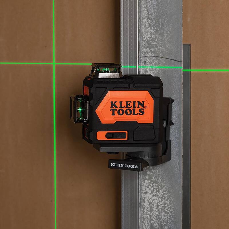 Nivel láser plano recargable autonivelante verde de Klein Tools con estuche de transporte resistente- 93PLL