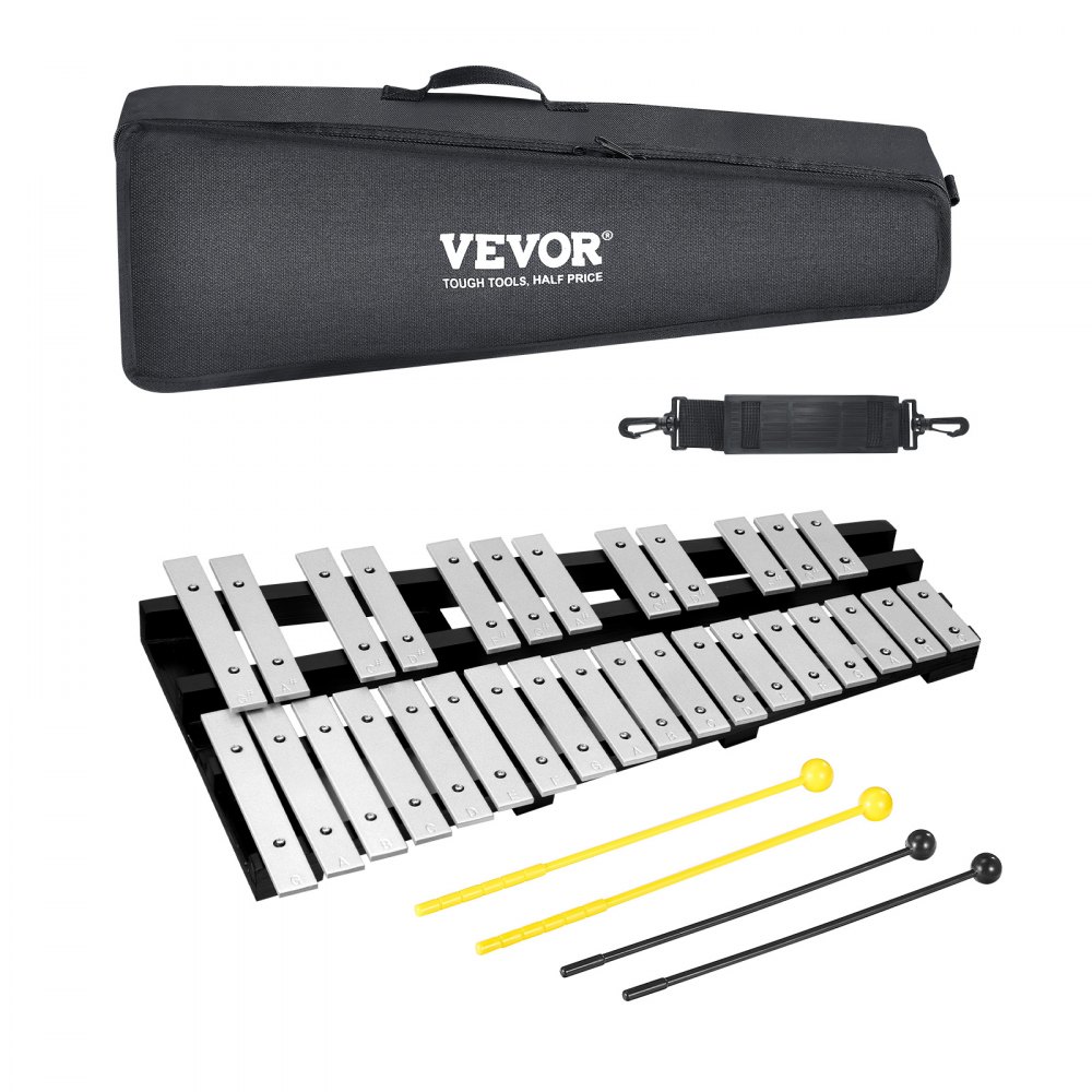 VEVOR 30 Note Glockenspiel Xylophone Bell Kit, Percussion Instrument with Mallets, Drum Sticks and Carrying Bag, Professional Glockenspiel Xylophone Percussion Instrument Set for Students & Adults - 30YFZQWZJWLXDYZRGV0