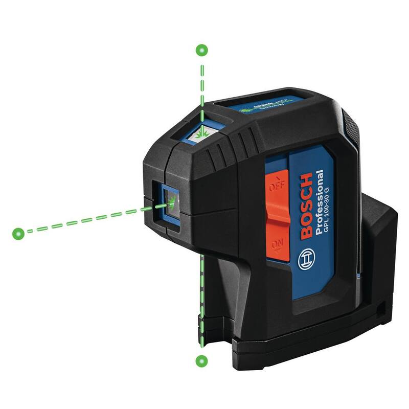 Bosch 125 ft. Verde 3-Punto Láser Autonivelante con Tecnología VisiMax, Montura Multipropósito Integrada y Estuche de Transporte Resistente - GPL100-30G