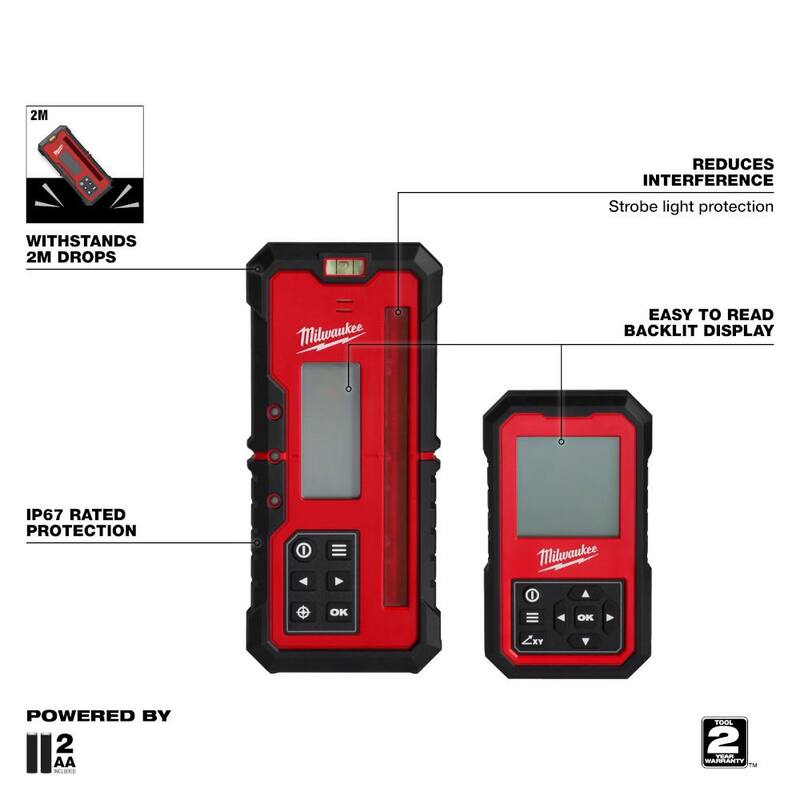 Kit de nivel láser rotativo de doble pendiente exterior con receptor y control remoto Milwaukee M18 de 4000 pies - 3704-21