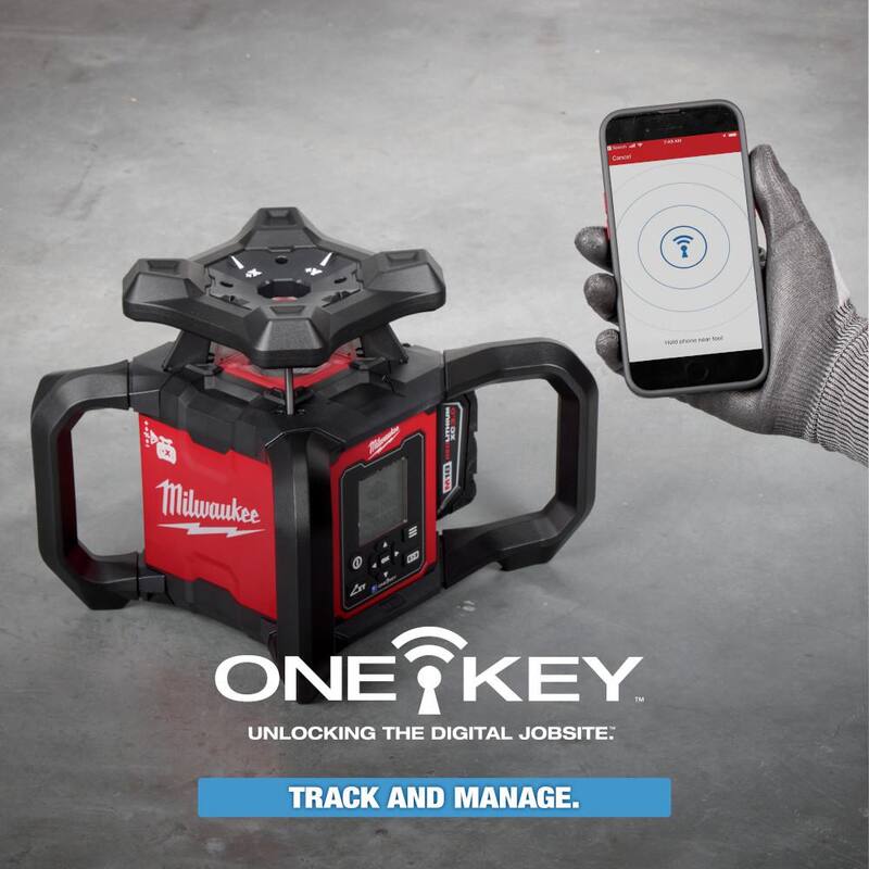 Kit de nivel láser rotativo de doble pendiente exterior con receptor y control remoto Milwaukee M18 de 4000 pies - 3704-21